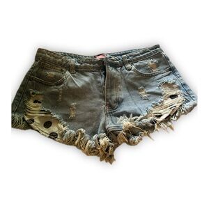 Signature8 Blue Distressed Jean Shorts
